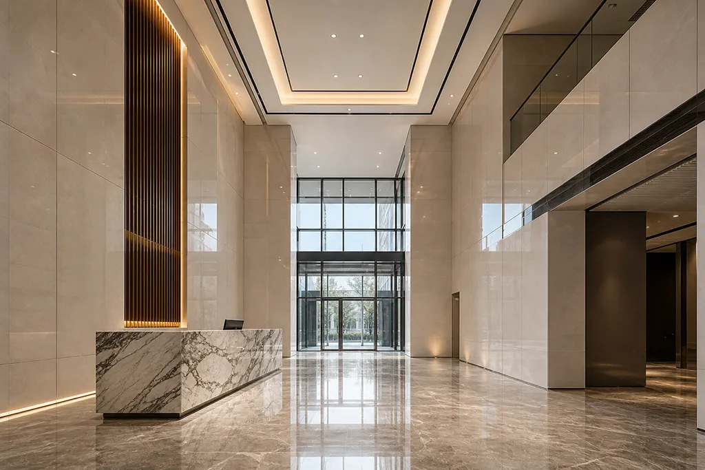 2 Luxurious minimalist office lobby design_cgpt