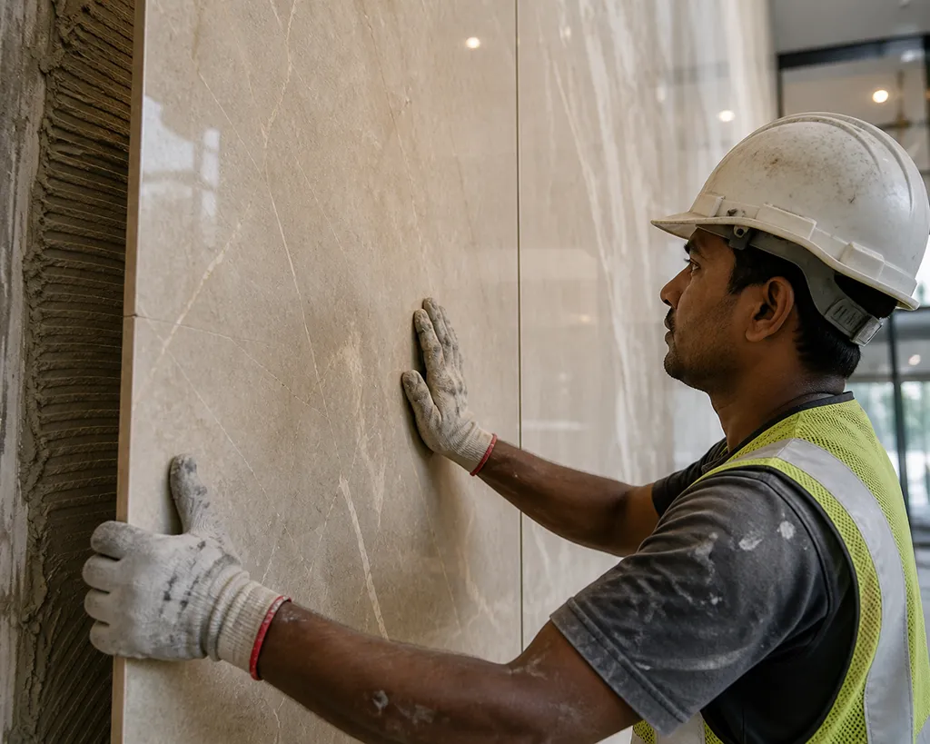 3 Worker installing marble wall panel_cgpt